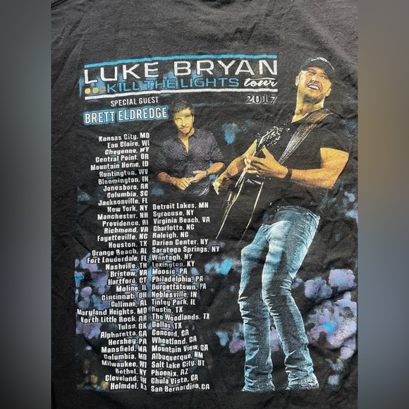 Luke Bryan Concert Tee Kill The Lights Tour 2017 Size Medium 100% Cotton - Picture 7 of 8